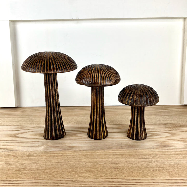 Carved Wooden Mushrooms, 3 sizes available