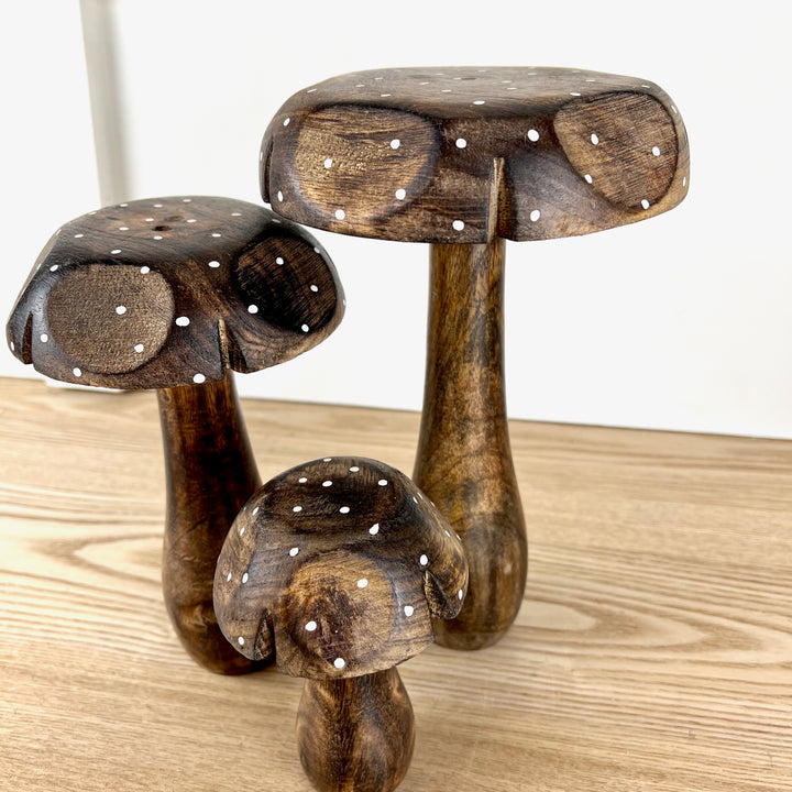 Wooden Mushrooms with Polka Dots, 3 sizes