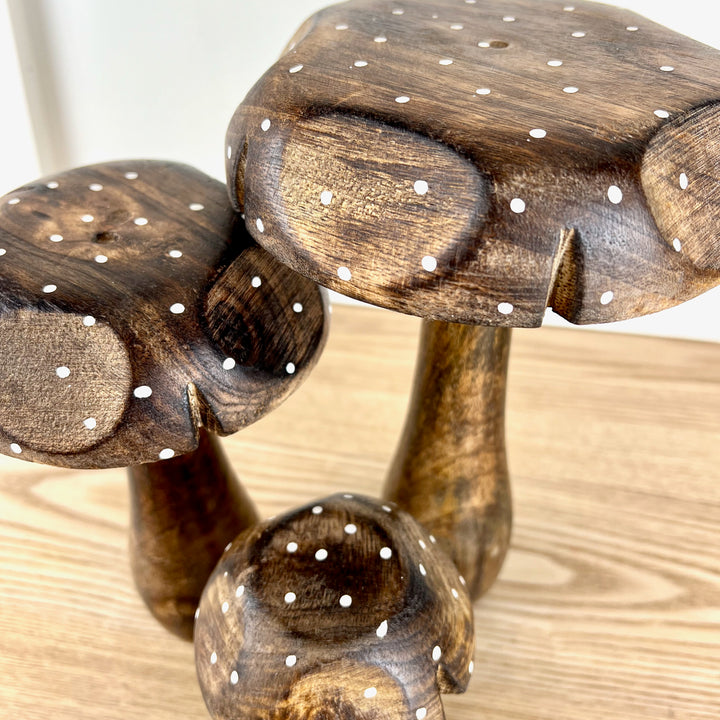 Wooden Mushrooms with Polka Dots, 3 sizes