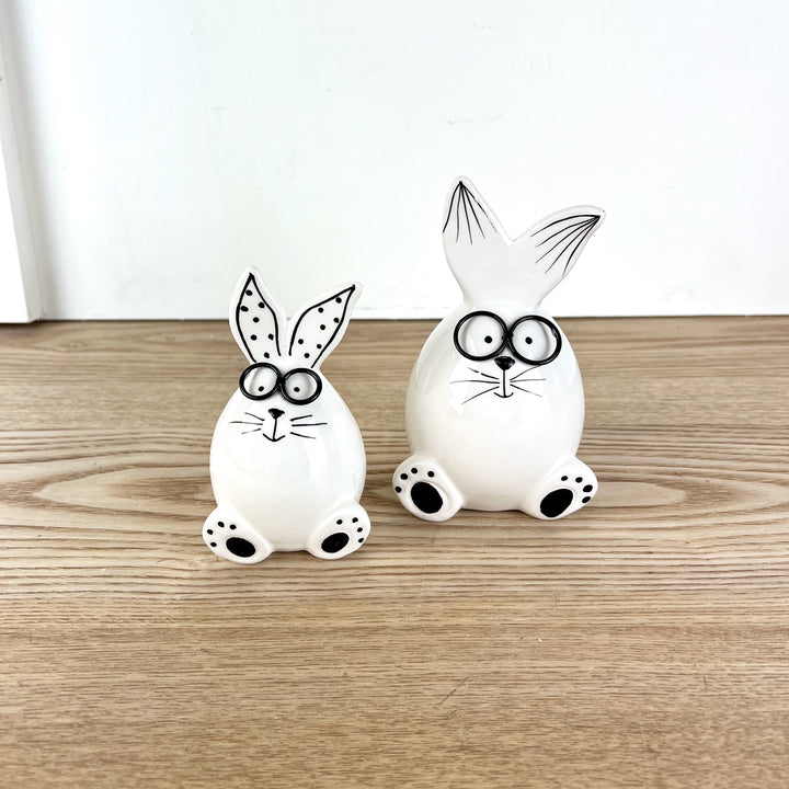 Ceramic Bunnies w/ Glasses, Two Styles