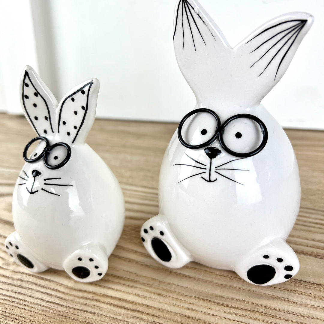 Ceramic Bunnies w/ Glasses, Two Styles