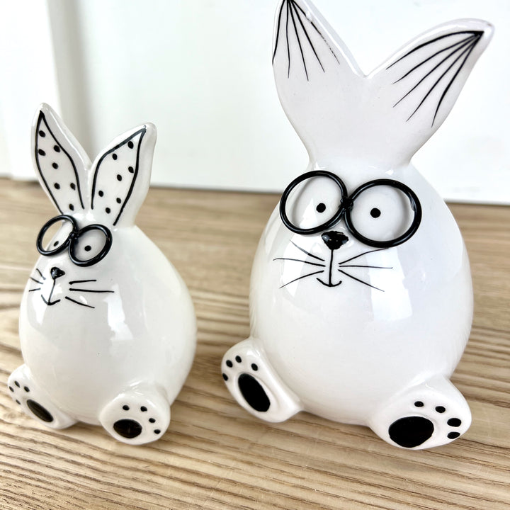 Ceramic Bunnies w/ Glasses, Two Styles