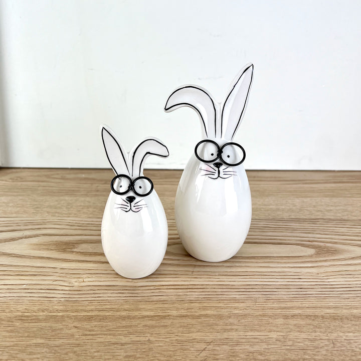 Ceramic Bunnies w/ Glasses, Two Sizes