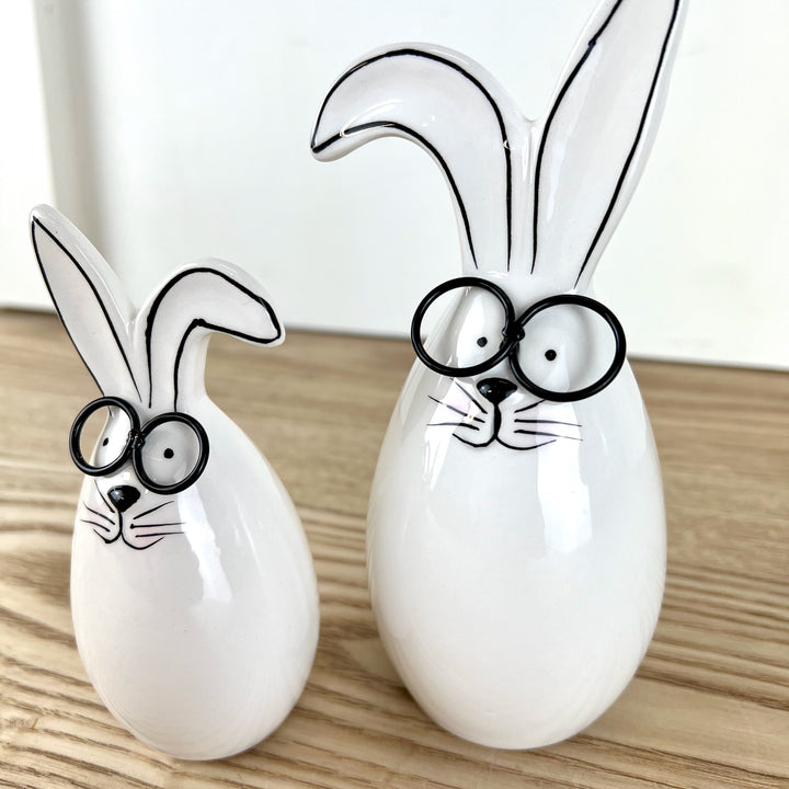 Ceramic Bunnies w/ Glasses, Two Sizes
