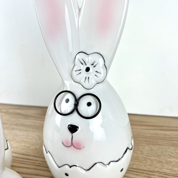 Ceramic Bunnies w/ Glasses, Three Sizes