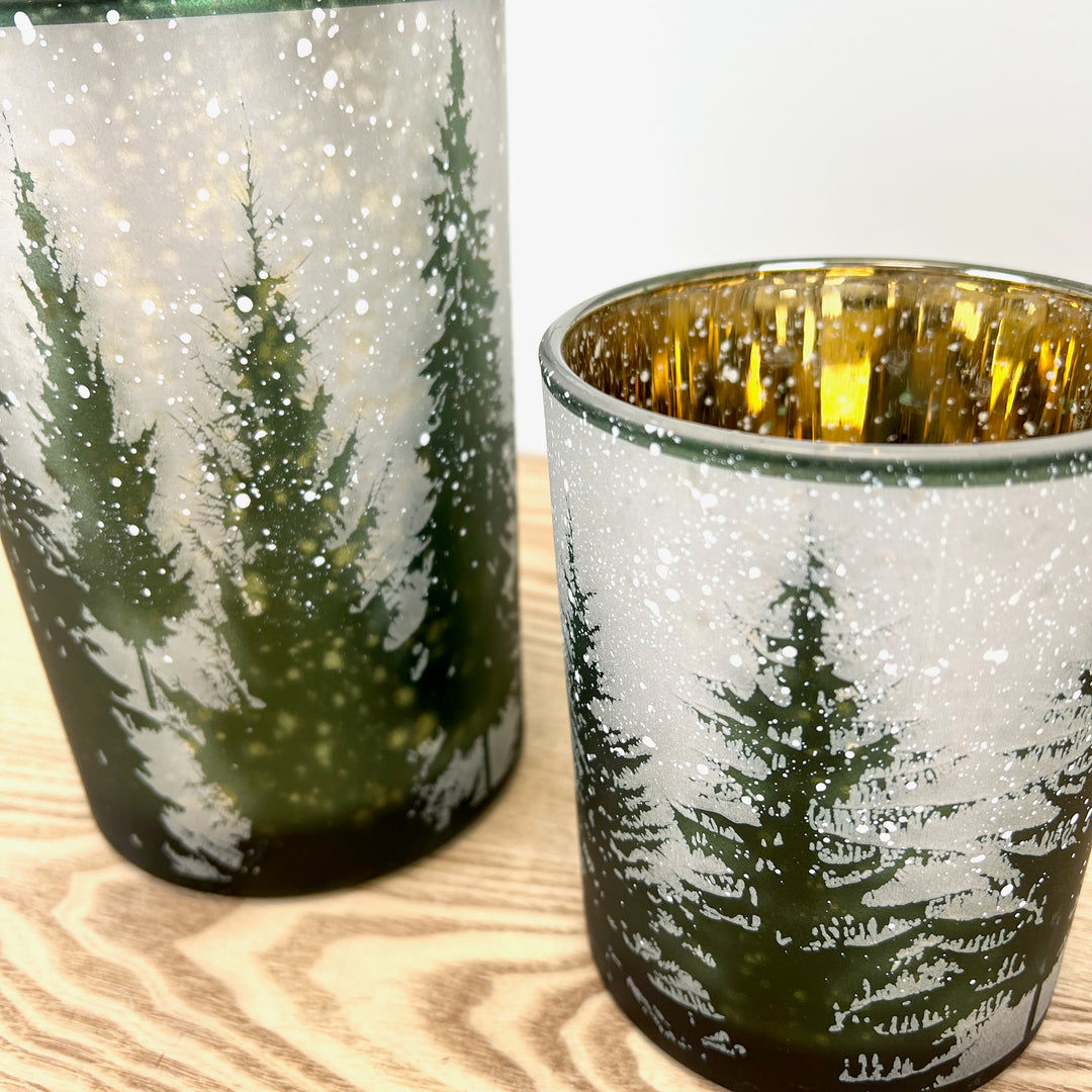 Evergreen Forest Glass Votive Holder - 3 Sizes