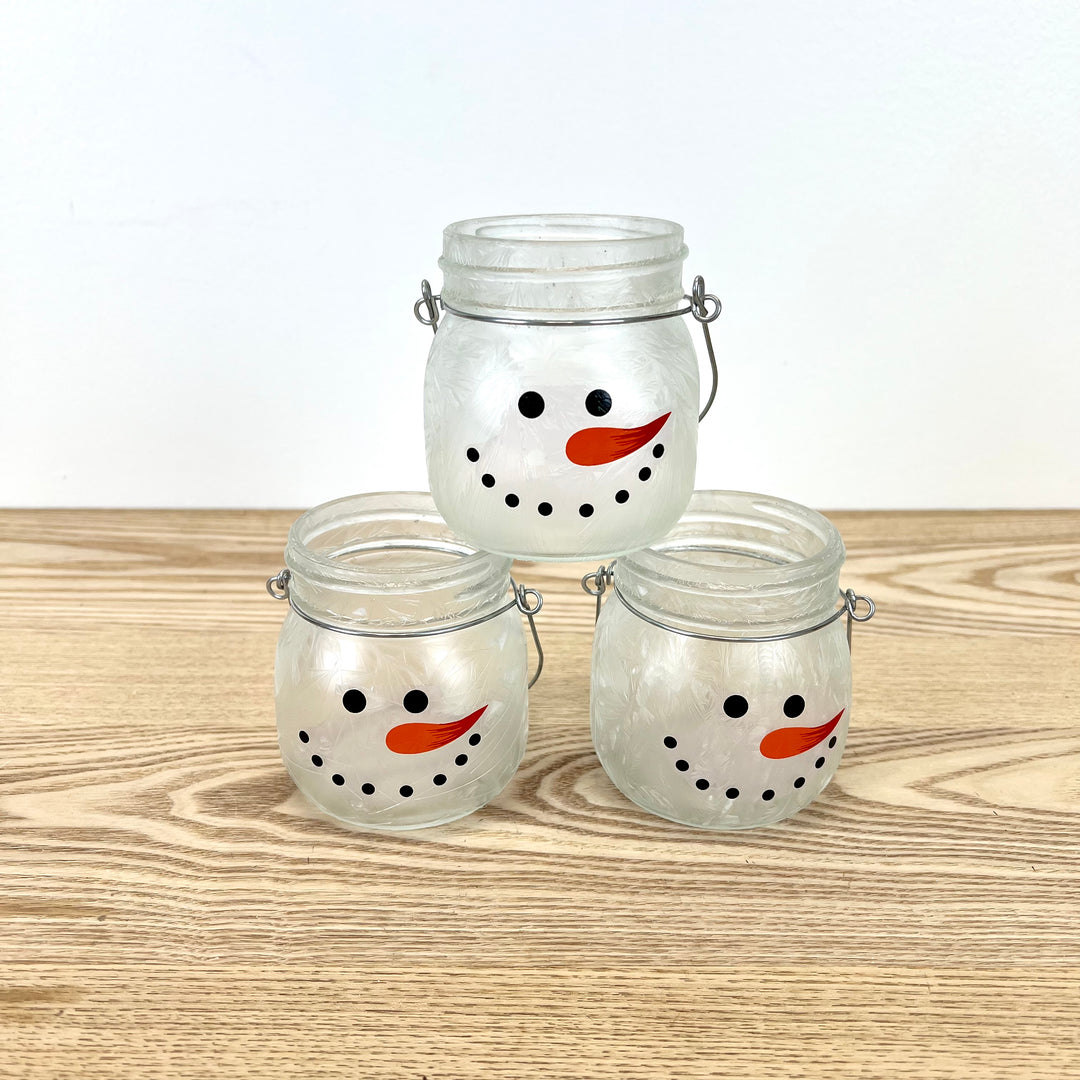 Frosted Snowman Candleholder