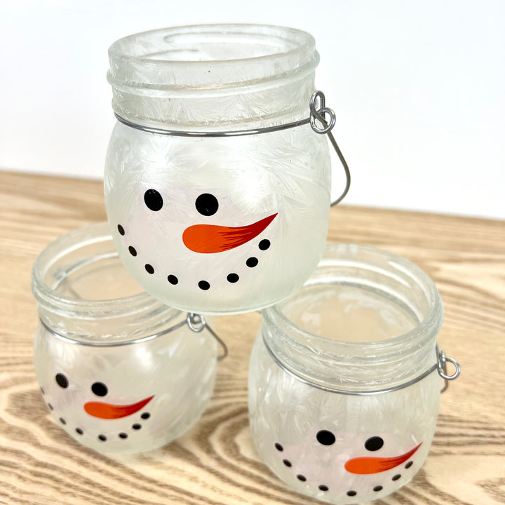 Frosted Snowman Candleholder