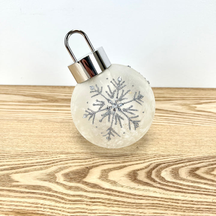 Lighted Snowflake Design Glass Ornament - 2 Colors