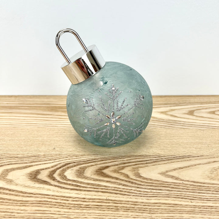 Lighted Snowflake Design Glass Ornament - 2 Colors