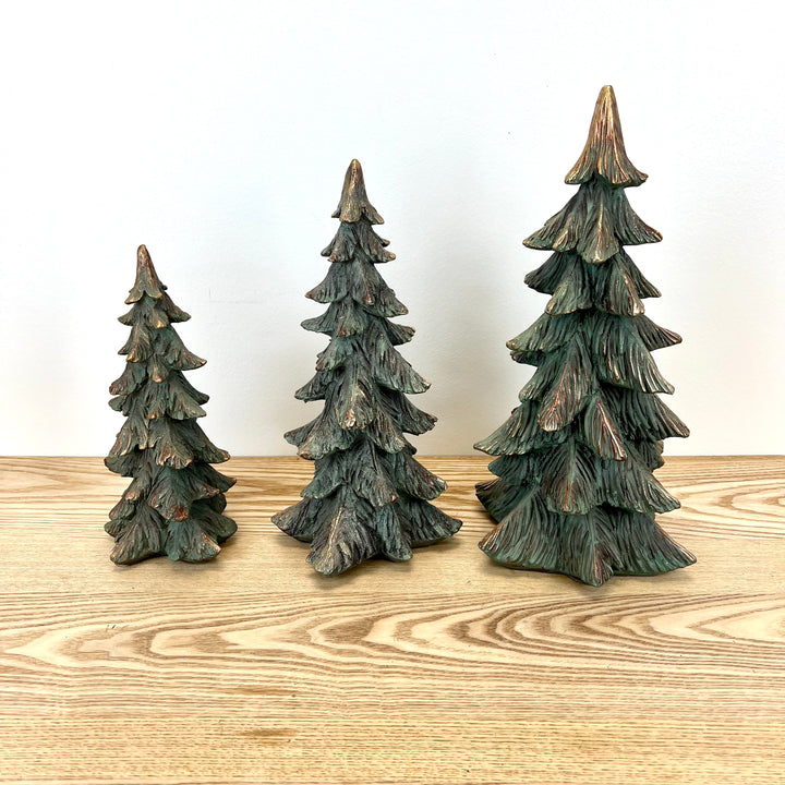 Green and Gold Resin Trees - 3 Sizes
