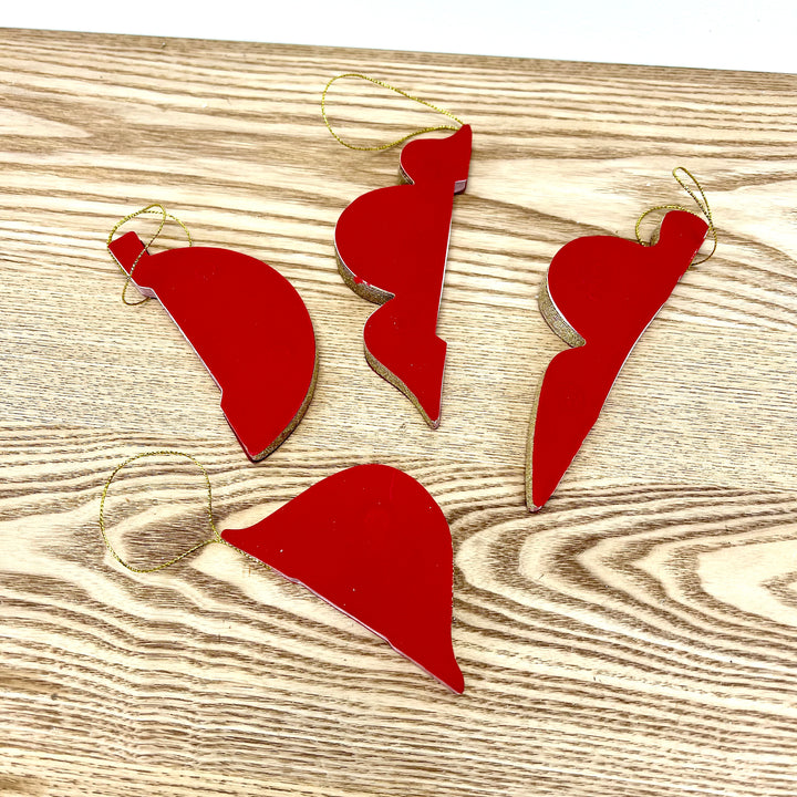 Paper Honeycomb Ornaments with Glitter Accent - Set of 4