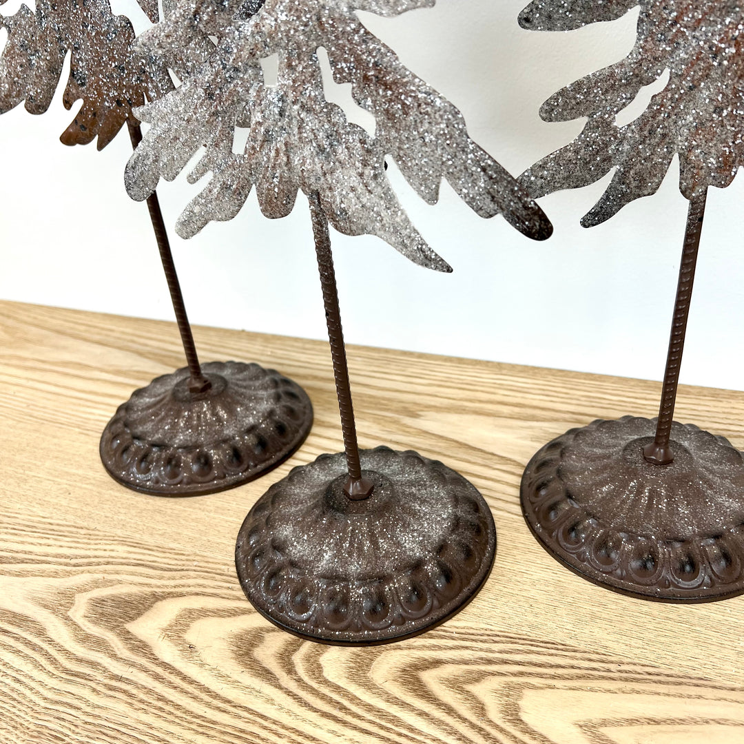 Metal Trees with Glitter Accent - Set of 3