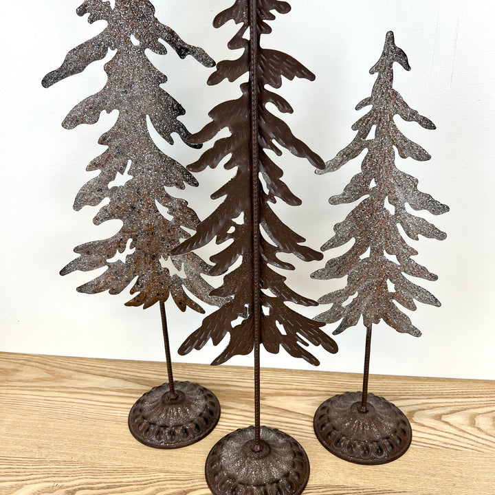 Metal Trees with Glitter Accent - Set of 3