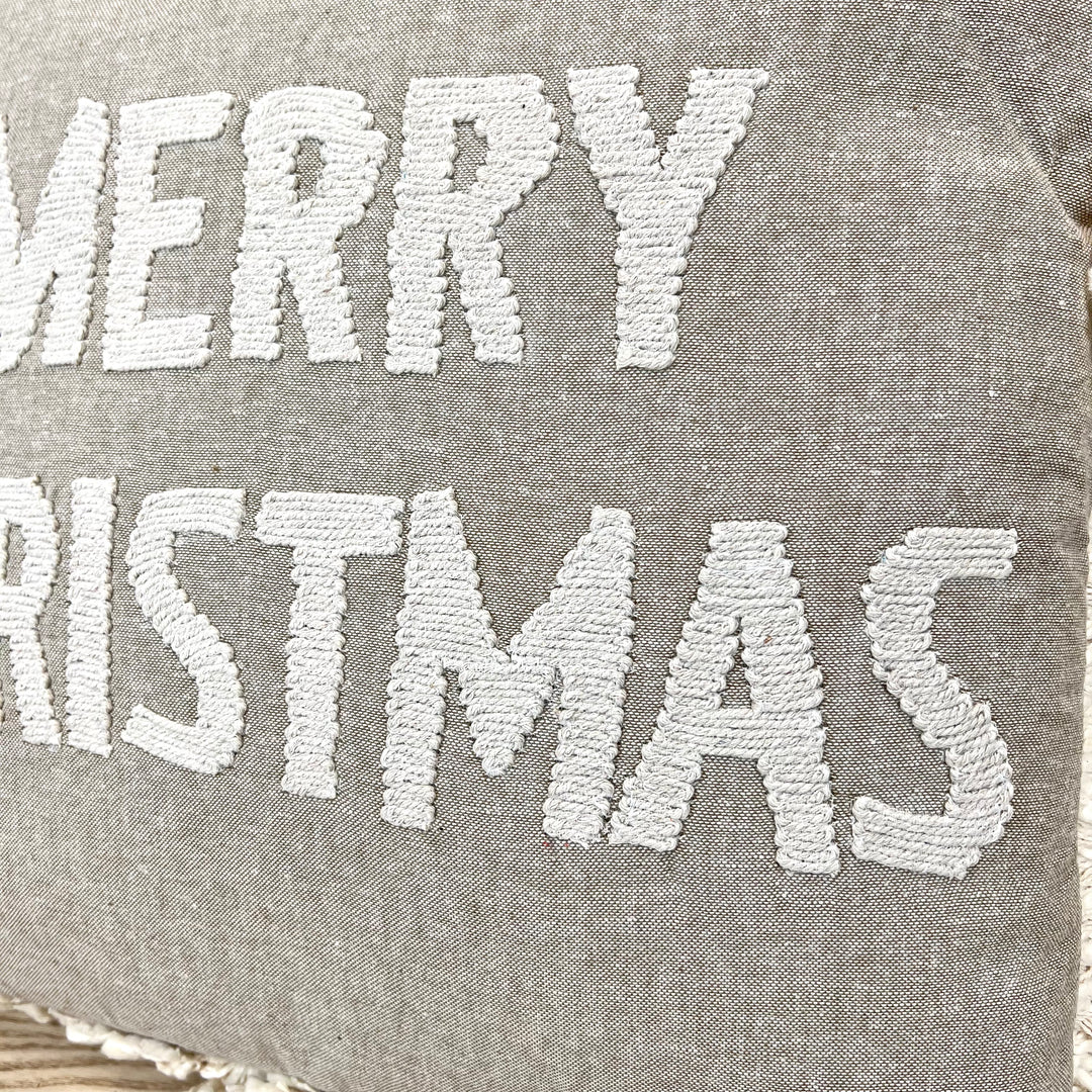 Neutral Fabric Christmas Pillows with Fringe - 2 Styles