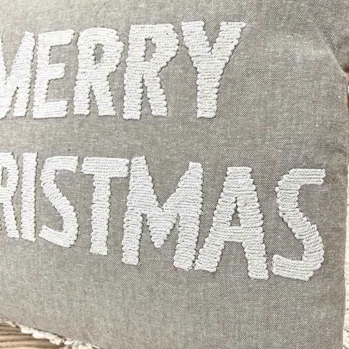 Neutral Fabric Christmas Pillows with Fringe - 2 Styles