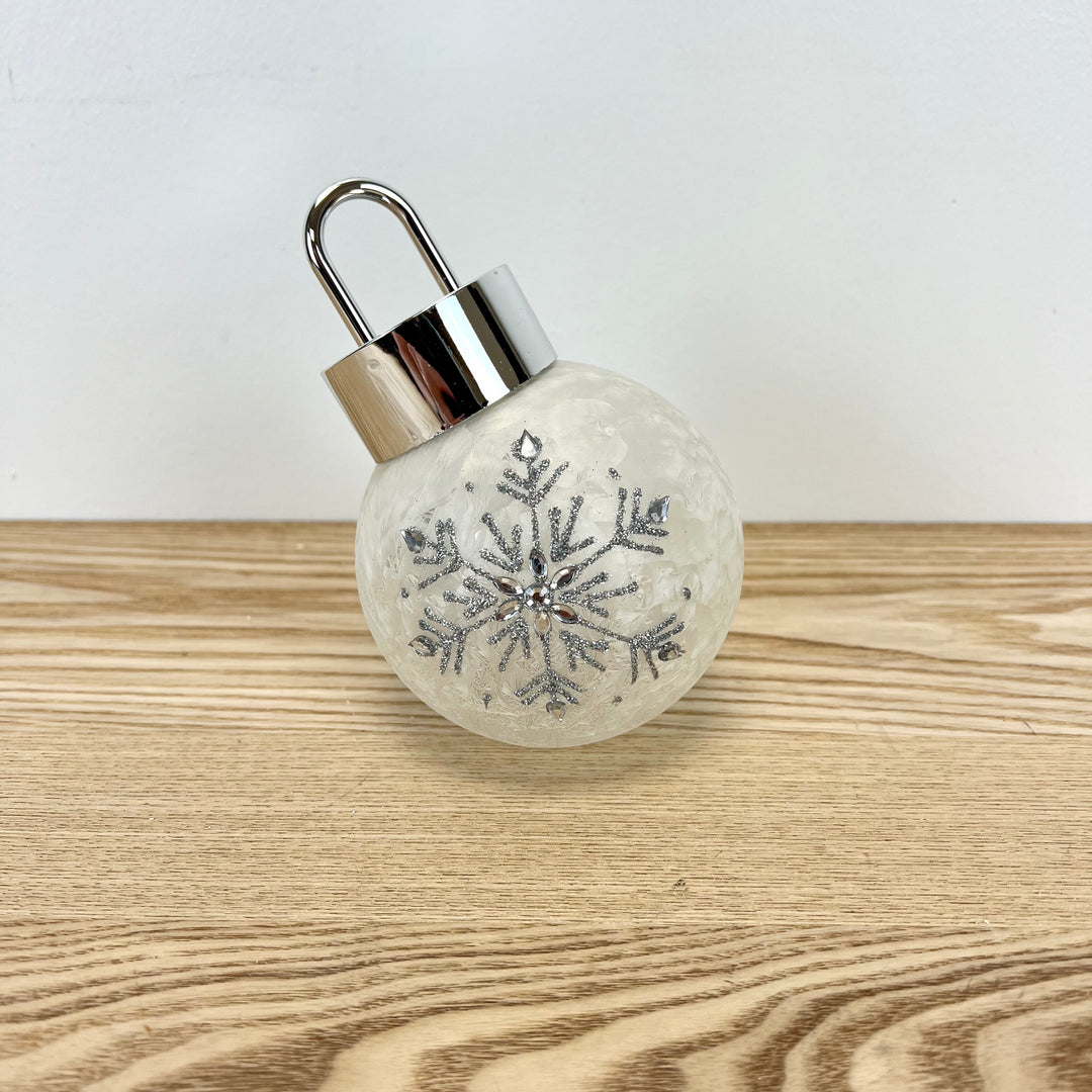 Lighted Snowflake Design Glass Ornament - 2 Colors