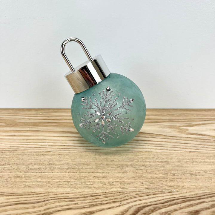 Lighted Snowflake Design Glass Ornament - 2 Colors