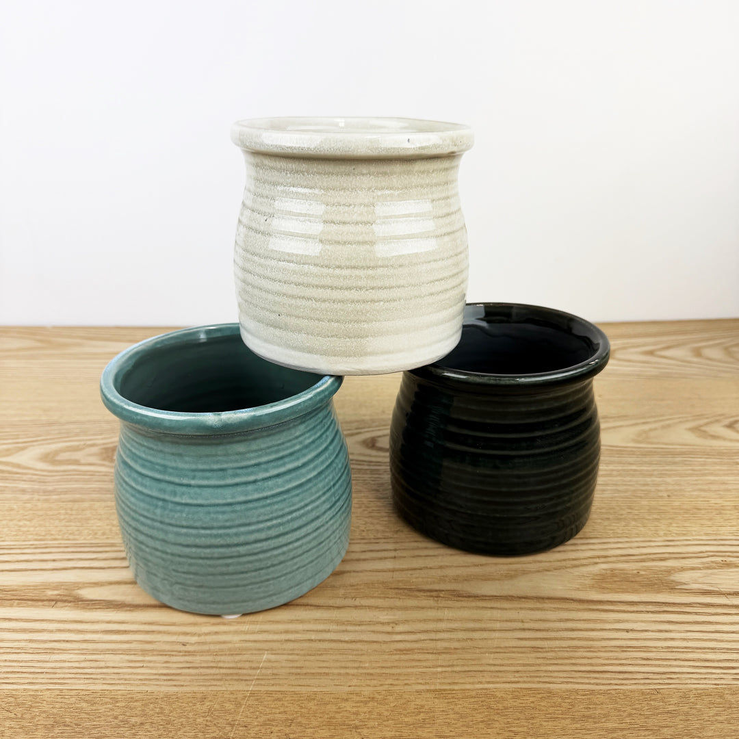 Curved Ceramic Planter, Available in 3 Colors