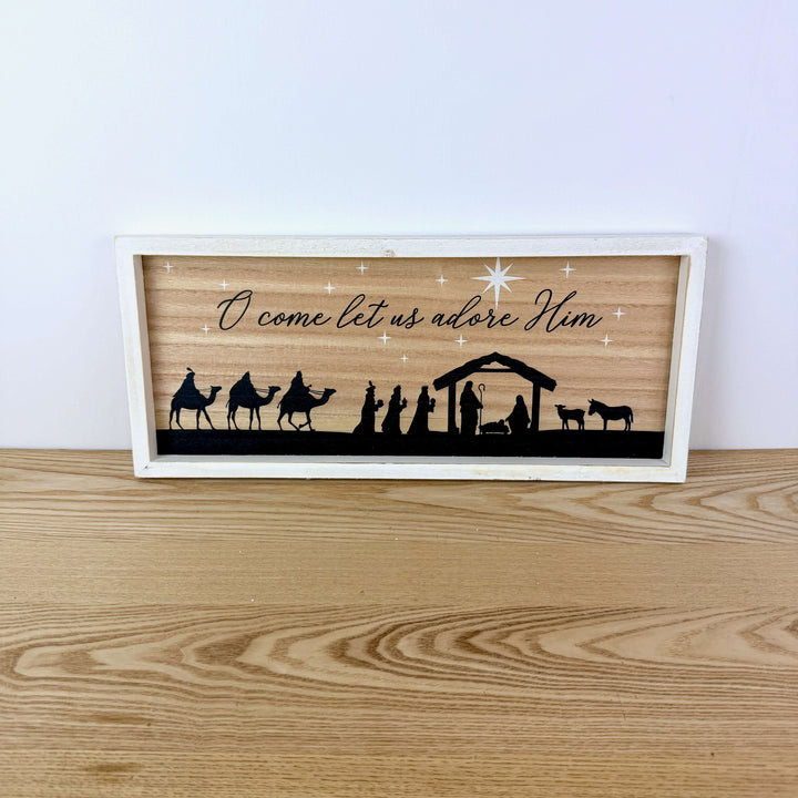 Wood Holiday Nativity Design Wall Decor
