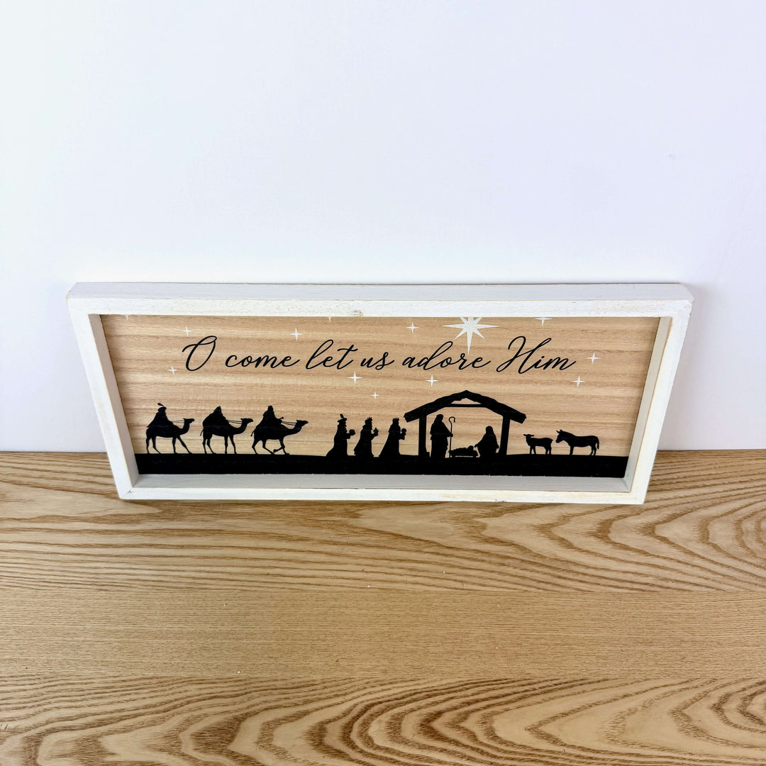 Wood Holiday Nativity Design Wall Decor