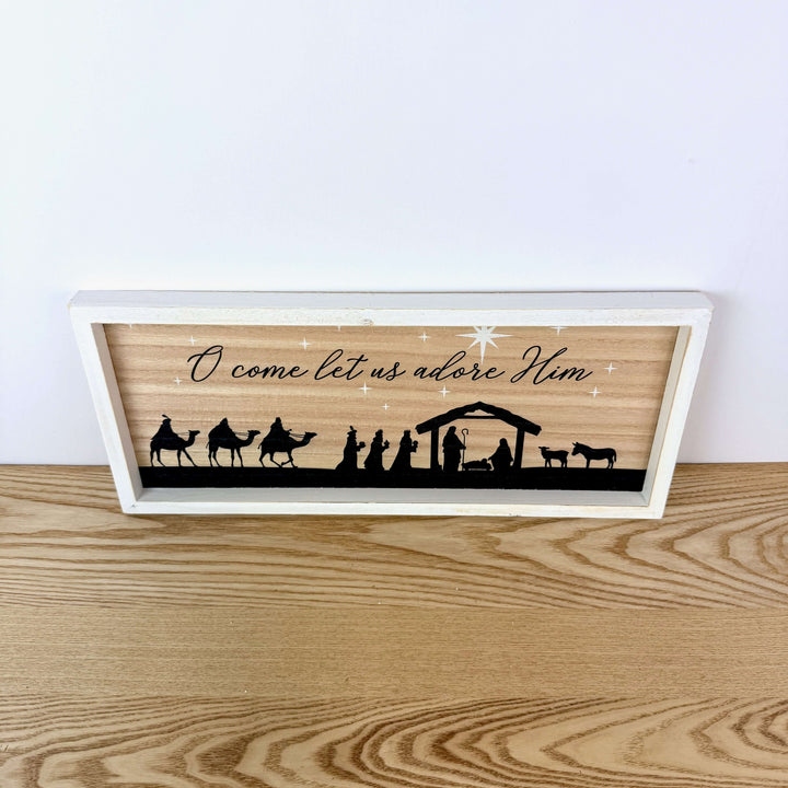 Wood Holiday Nativity Design Wall Decor