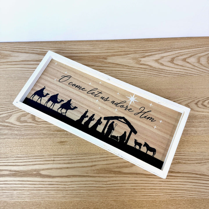 Wood Holiday Nativity Design Wall Decor