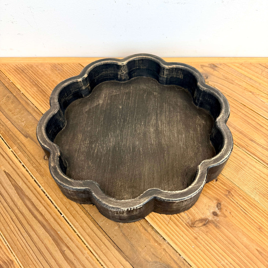 Wooden Scalloped Trays, 4 colors