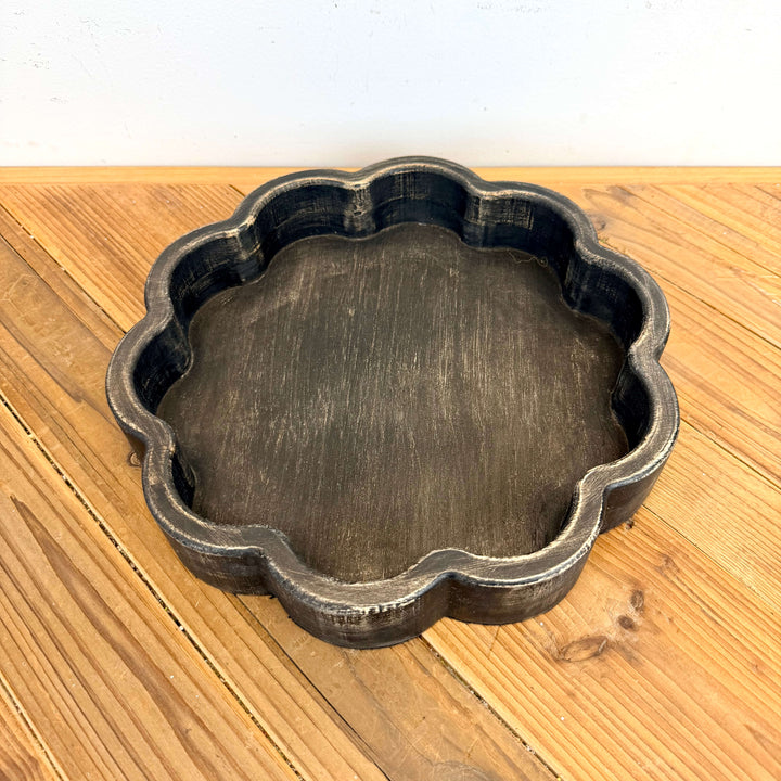 Wooden Scalloped Trays, 4 colors