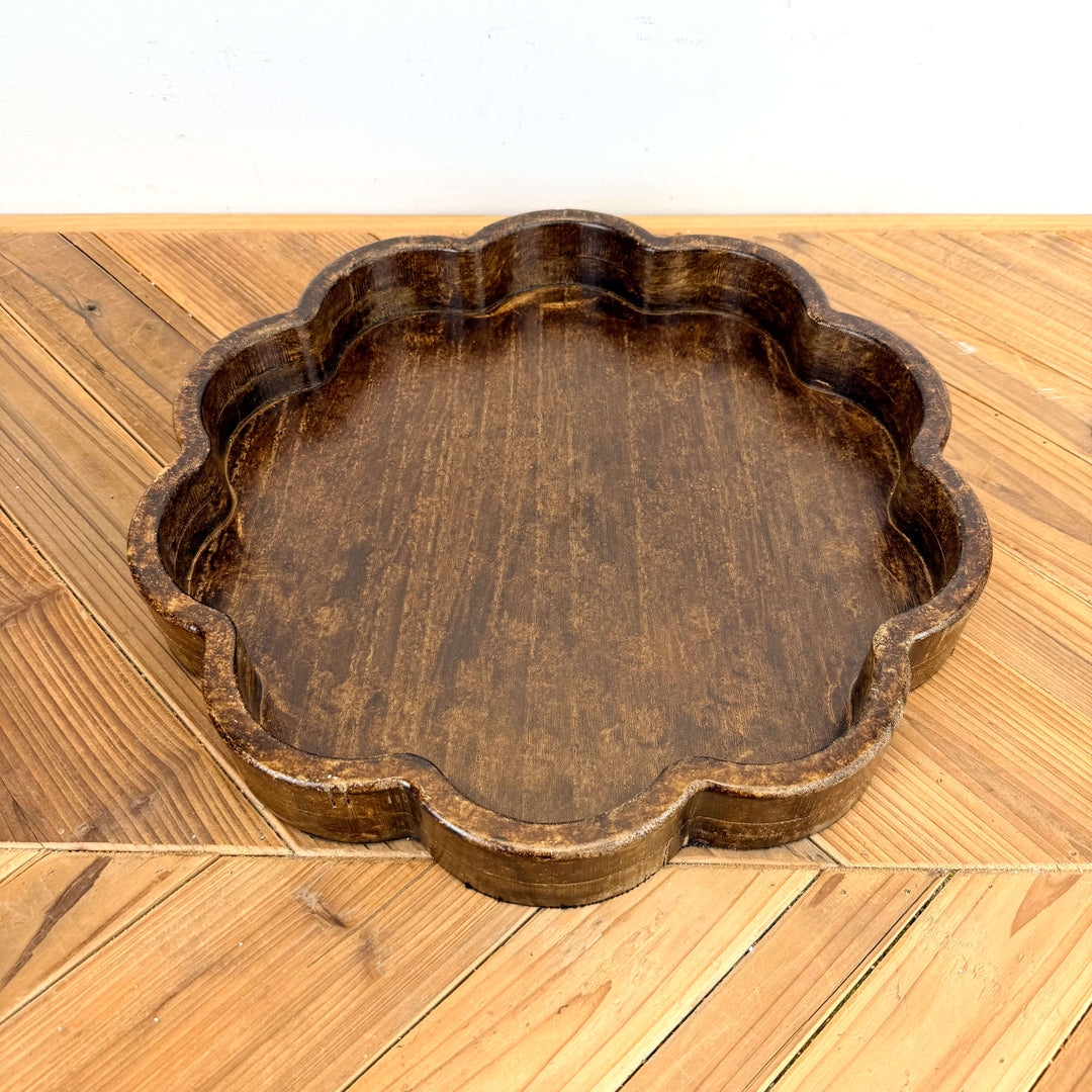 Wooden Scalloped Trays, 4 colors