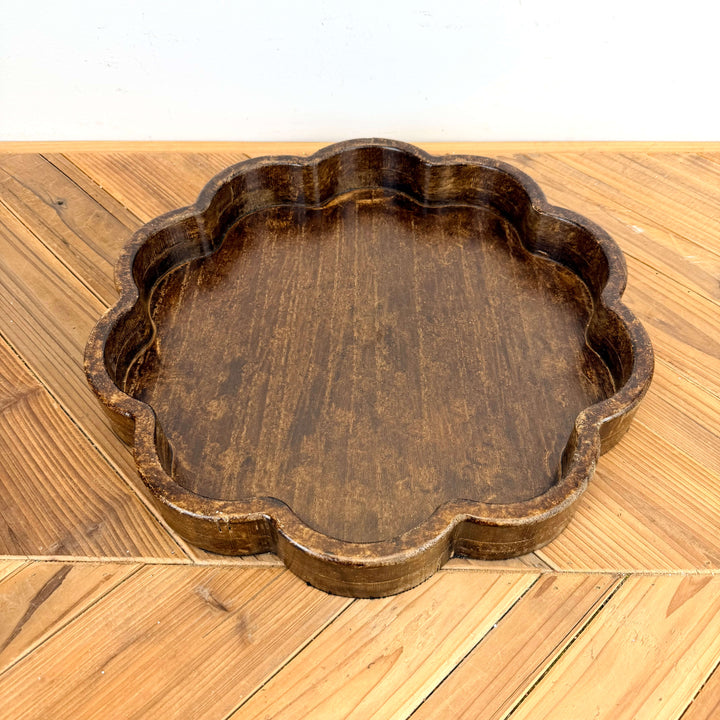 Wooden Scalloped Trays, 4 colors
