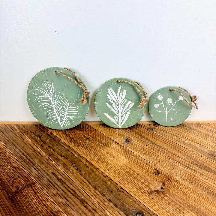 Pressed Inlay Floral Stem & Leaf Wall Decor, Set of 3