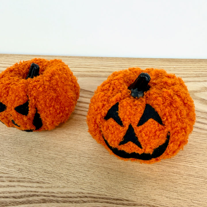 Fabric Boucle Jack-O-Lantern, Set of 3