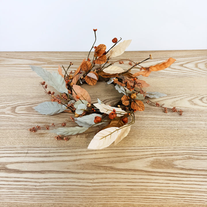Cream And Orange Bay Leaf Candle Ring