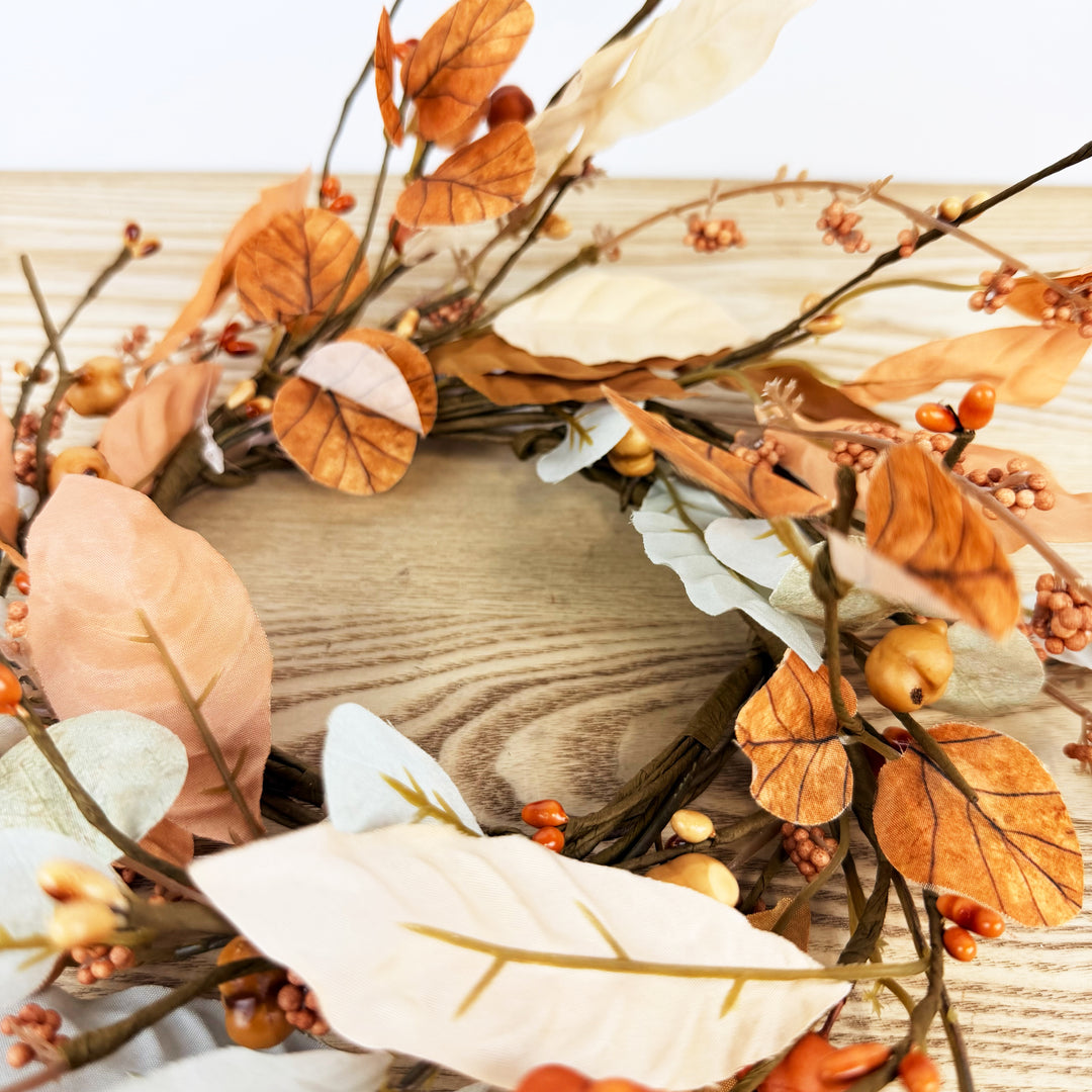 Cream And Orange Bay Leaf Candle Ring