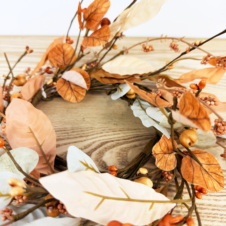 Cream And Orange Bay Leaf Candle Ring