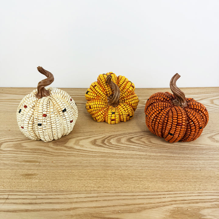 Resin Harvest Corn Pumpkin, 3 Styles