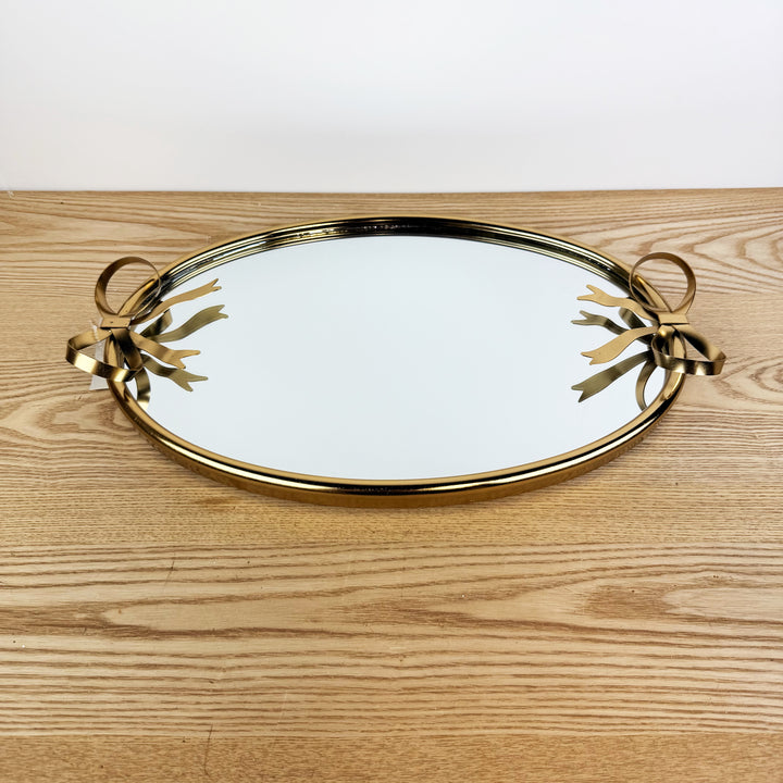 Metal Tray Oval with Bow Handles
