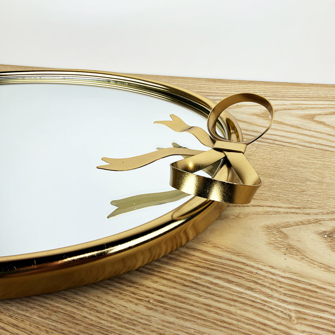 Metal Tray Oval with Bow Handles