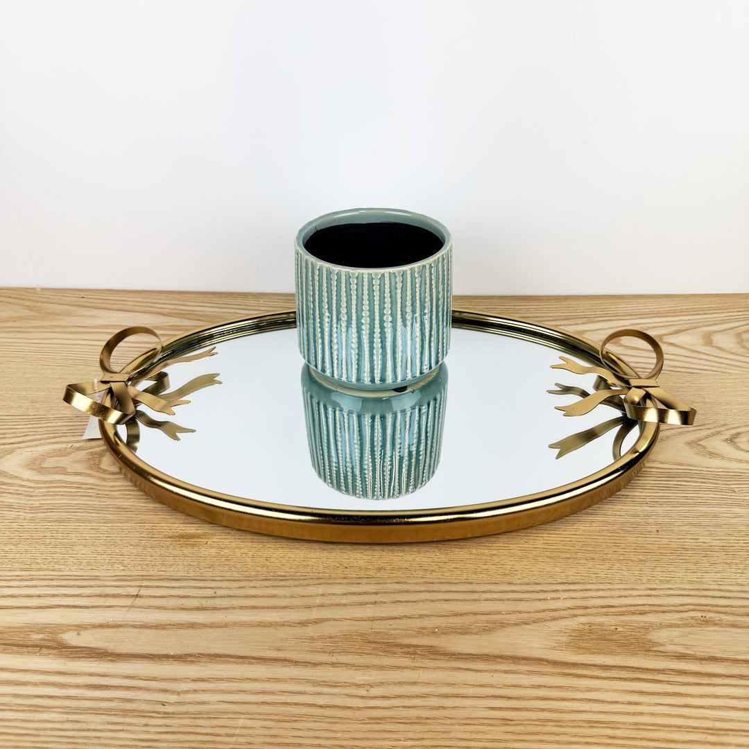 Metal Tray Oval with Bow Handles