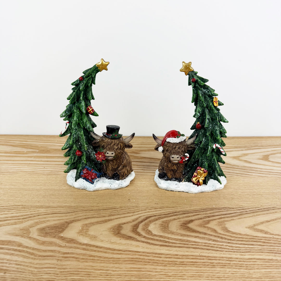 Highland Cow W/ Tree, 2 Styles