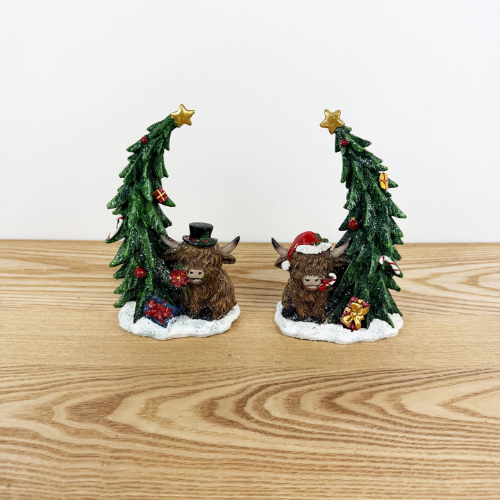 Highland Cow W/ Tree, 2 Styles