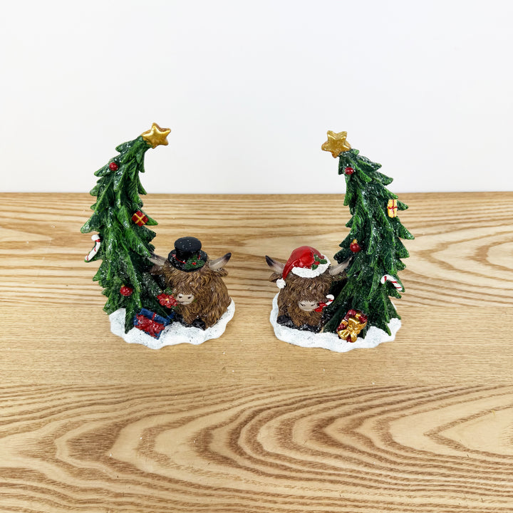 Highland Cow W/ Tree, 2 Styles