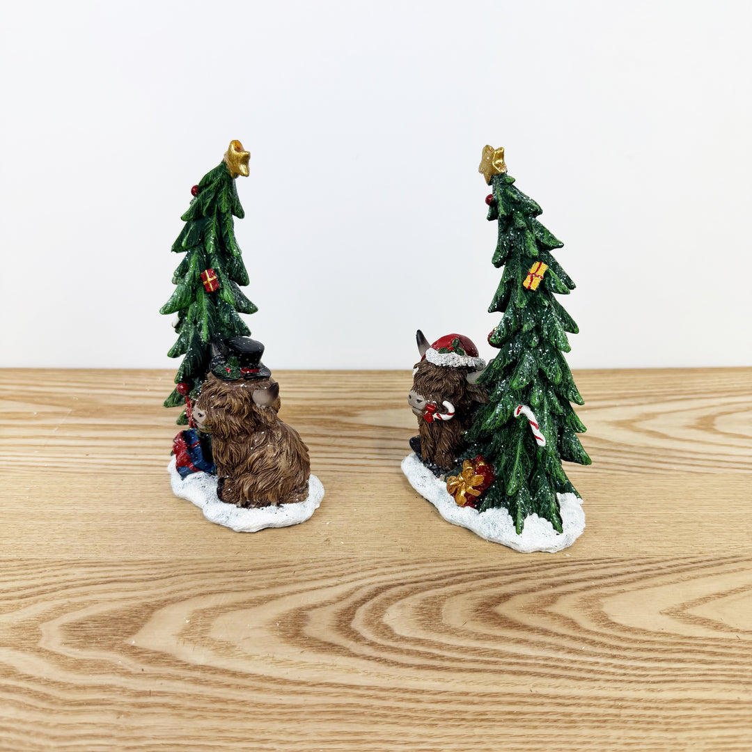 Highland Cow W/ Tree, 2 Styles