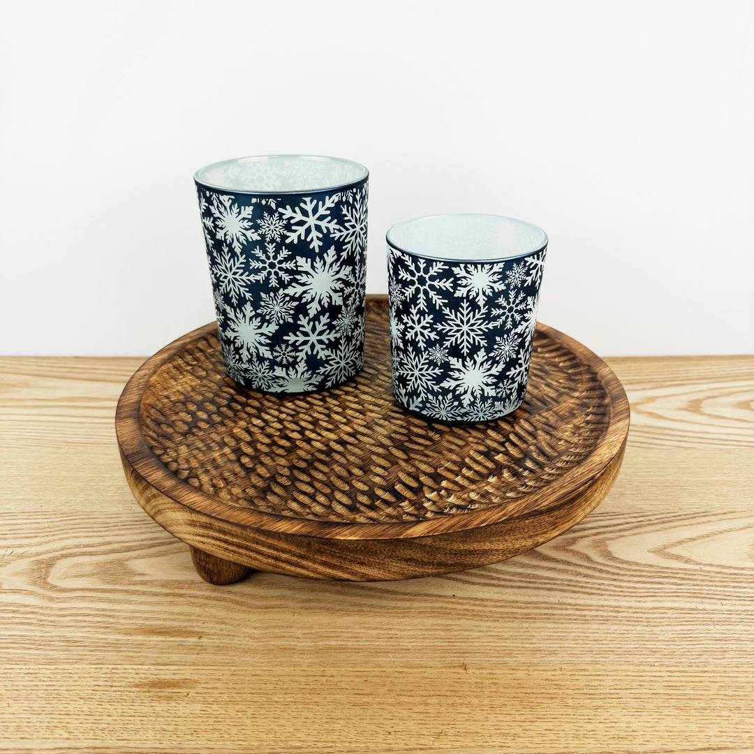 Dark Mango Round Trays With Feet, 2 sizes