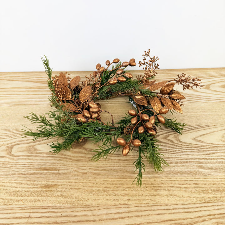 Copper Leaf And Pine Candle Ring