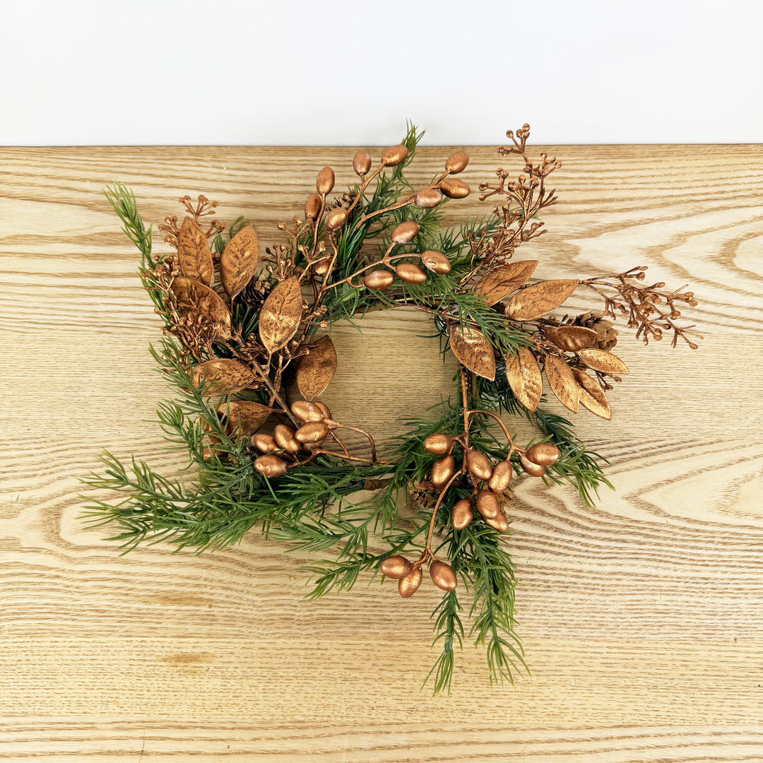 Copper Leaf And Pine Candle Ring