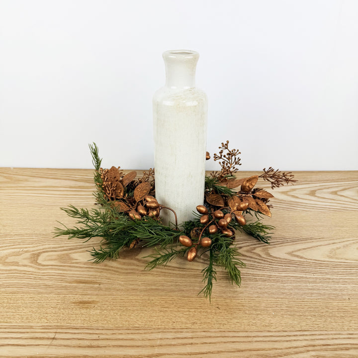 Copper Leaf And Pine Candle Ring