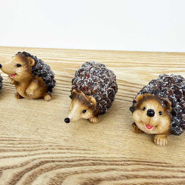 Hedgehog With Glitter Figurine, Set of 4
