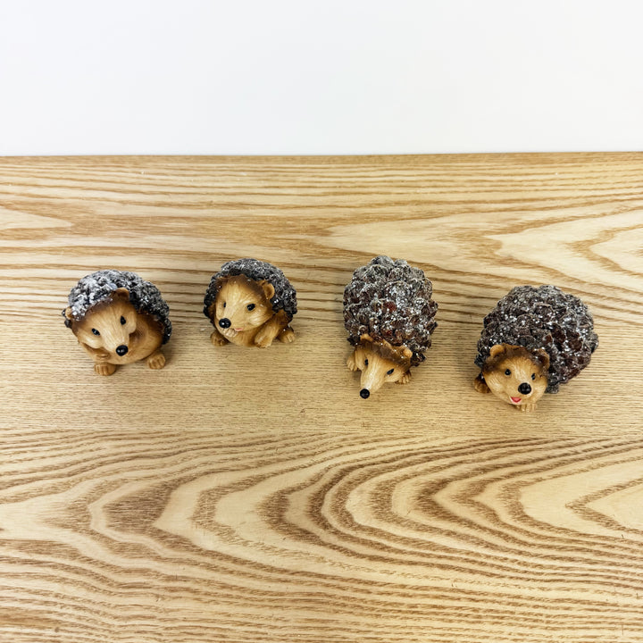 Hedgehog With Glitter Figurine, Set of 4